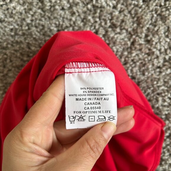 Sympli Womens Size 10 Red Cold Shoulder Asymmetrical Hem 3/4 Sleeve Tunic Top - Picture 9 of 10